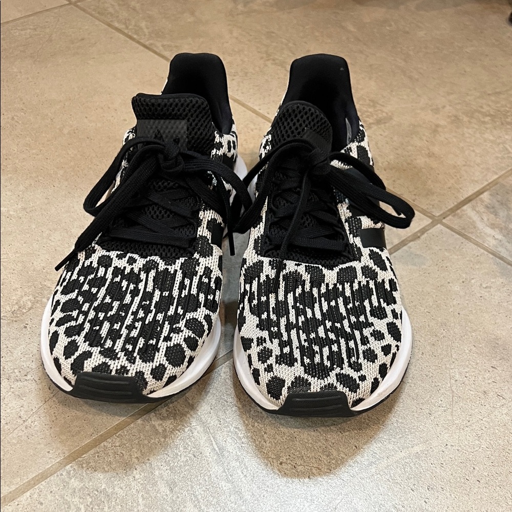 Adidas Black and White Animal Print Sneakers